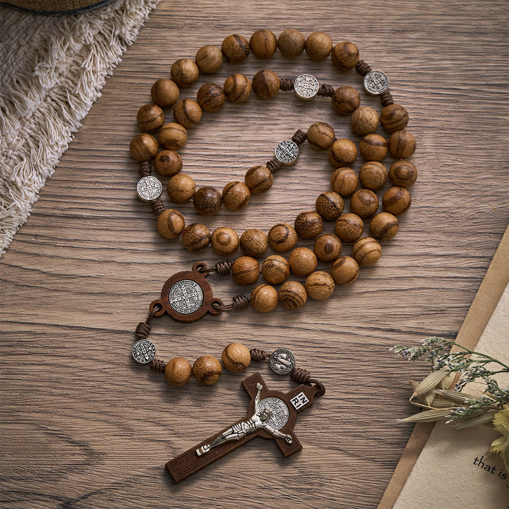 SolaceBeads Sacred Guard Vietnam Agarwood & St.Benedict Medals Rosary: Rooted in Divine Protection - Vietnam Agarwood - image 0