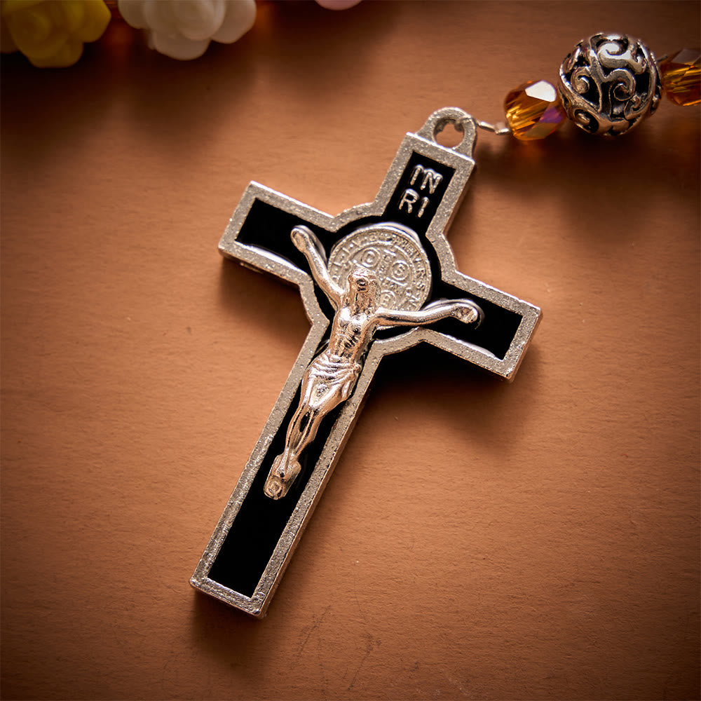 SolaceBeads Rainbow Bloom Artistic Rosary with &amp; St.Benedict Ornaments: Rooted in Joyful Grace - image 4