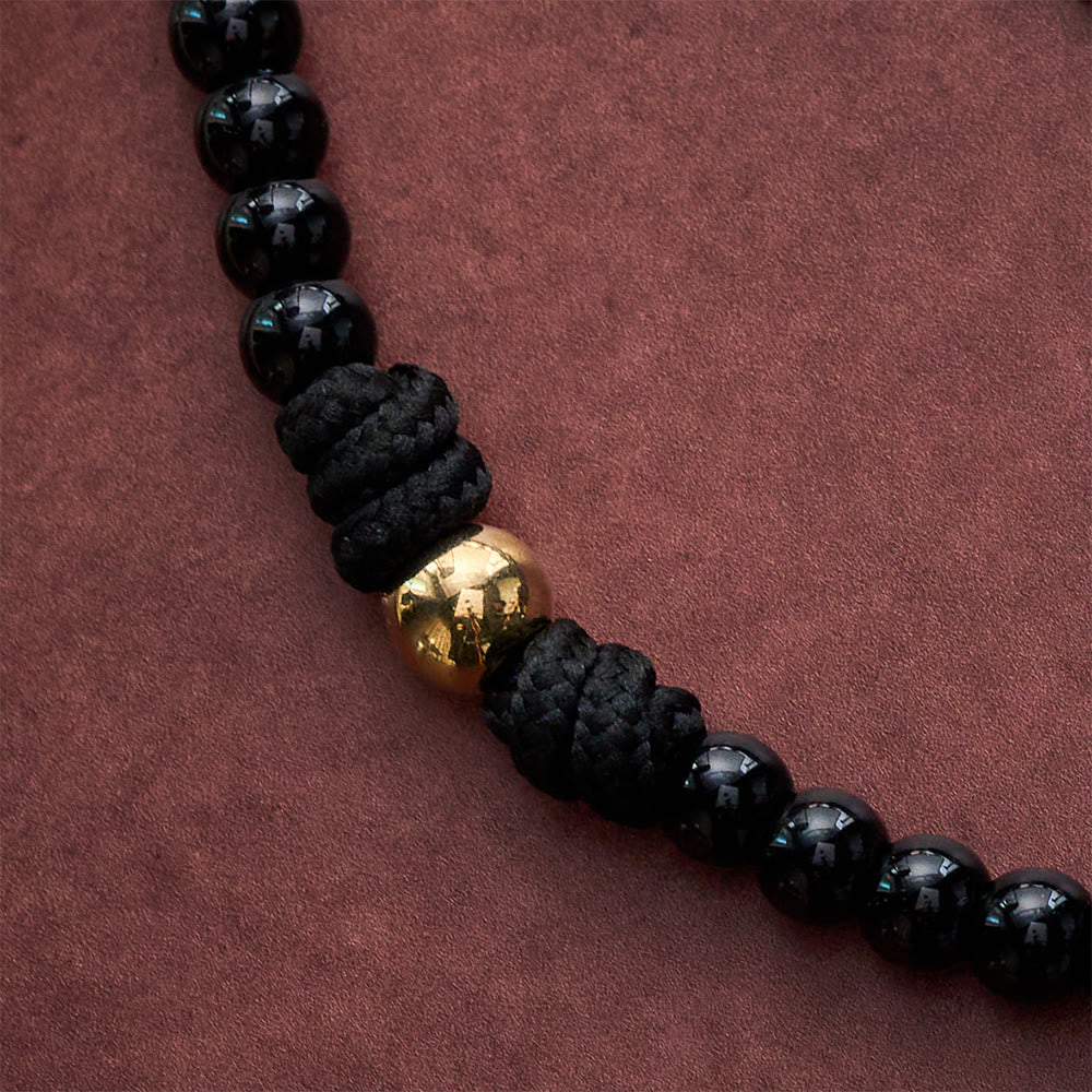 Solacebeads Black Belt-style Artistic Rosary With Gold Accents &amp; Crucifix: Rooted In Strength  - image 1