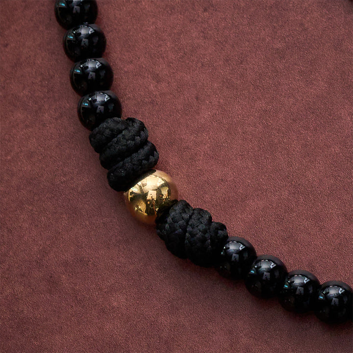 Solacebeads Black Belt-style Artistic Rosary With Gold Accents &amp; Crucifix: Rooted In Strength  - image 1