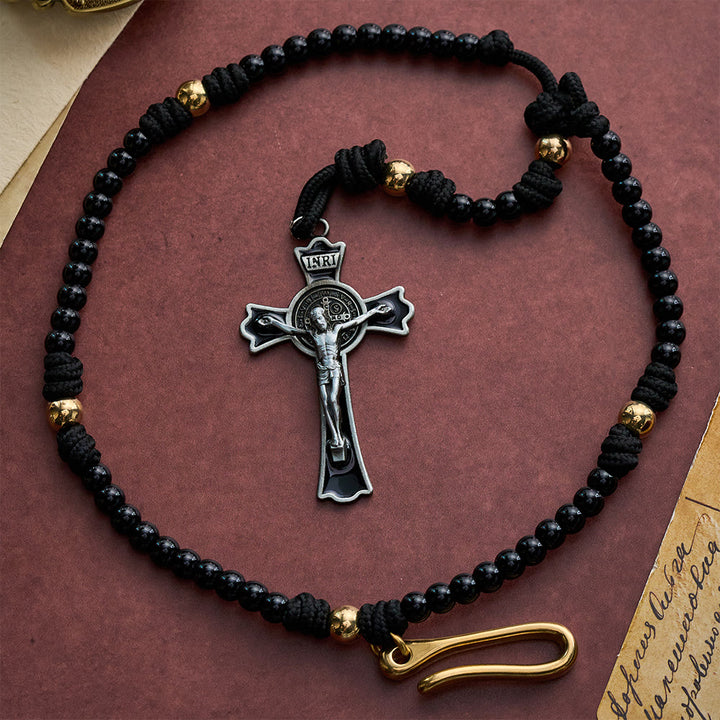 Solacebeads Black Belt-style Artistic Rosary With Gold Accents &amp; Crucifix: Rooted In Strength  - image 6