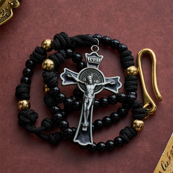 Solacebeads Black Belt-style Artistic Rosary With Gold Accents &amp; Crucifix: Rooted In Strength  - image 4