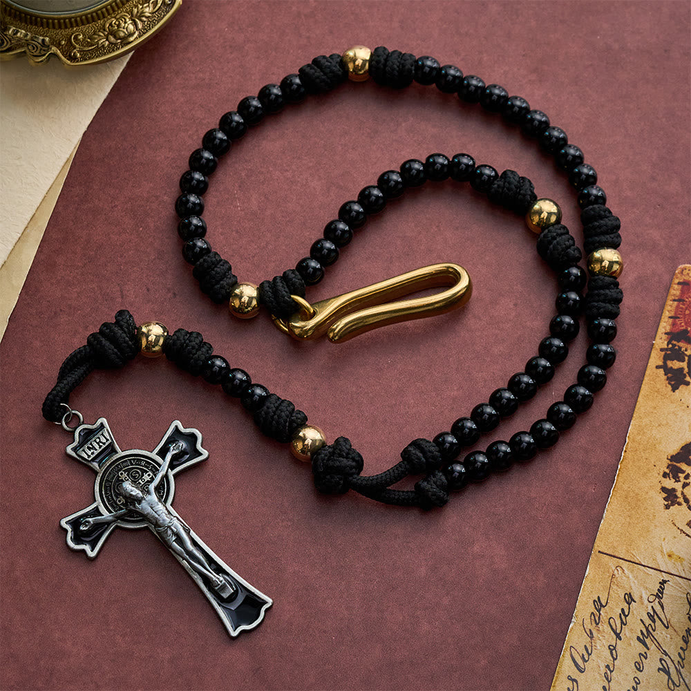 Solacebeads Black Belt-style Artistic Rosary With Gold Accents &amp; Crucifix: Rooted In Strength  - image 7