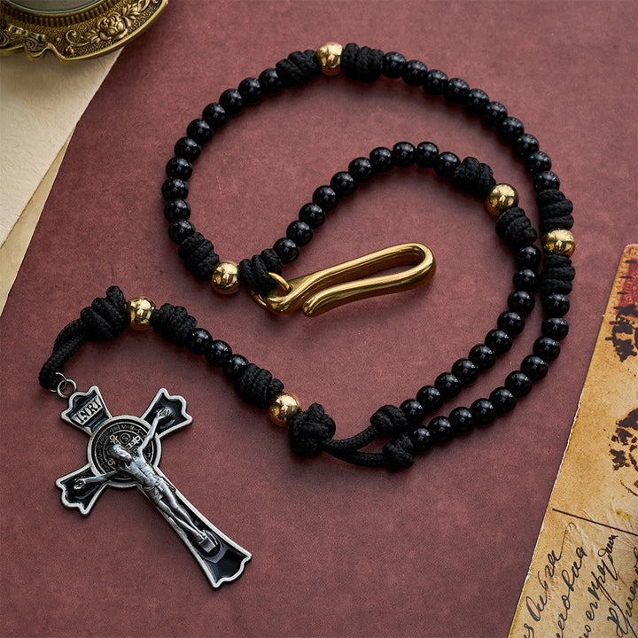 Solacebeads Black Belt-style Artistic Rosary With Gold Accents &amp; Crucifix: Rooted In Strength  - image 7