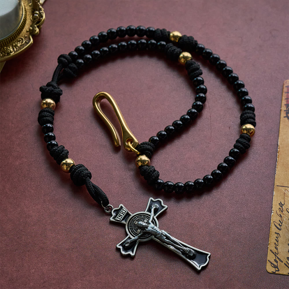 Solacebeads Black Belt-style Artistic Rosary With Gold Accents &amp; Crucifix: Rooted In Strength  - image 5
