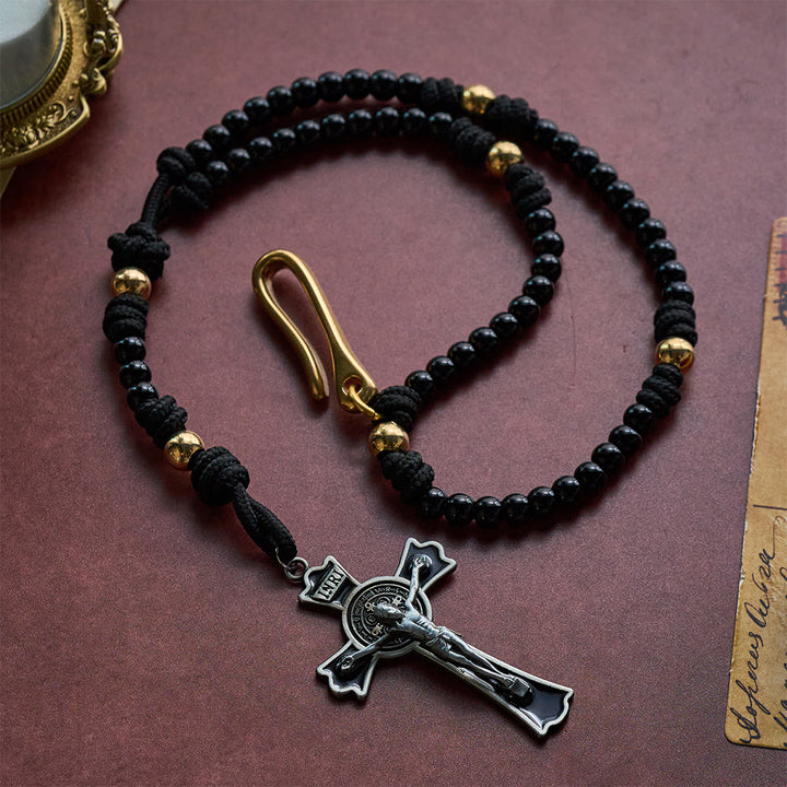 Solacebeads Black Belt-style Artistic Rosary With Gold Accents &amp; Crucifix: Rooted In Strength  - image 5