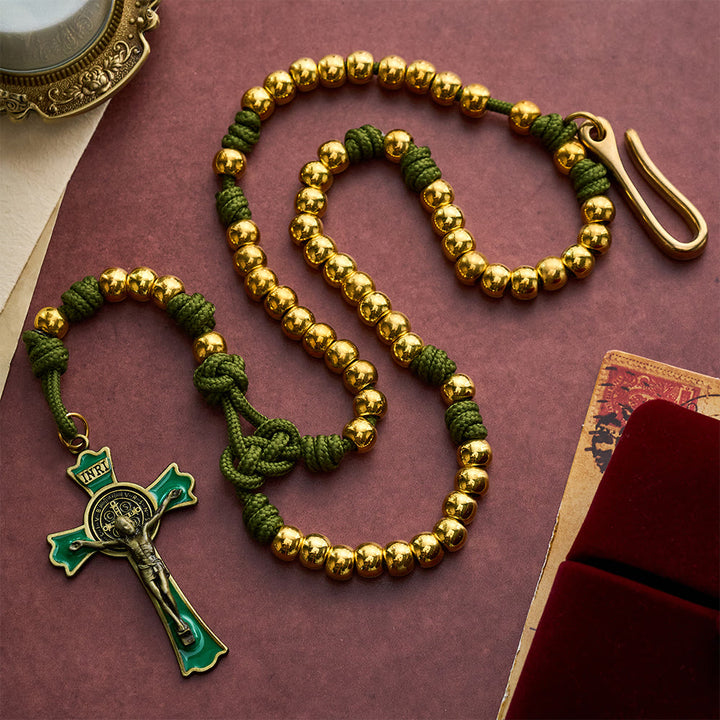 SolaceBeads Paracord Artistic Rosary with Gold Metal Beads &amp; Belt Clip: Rugged Devotion - image 8