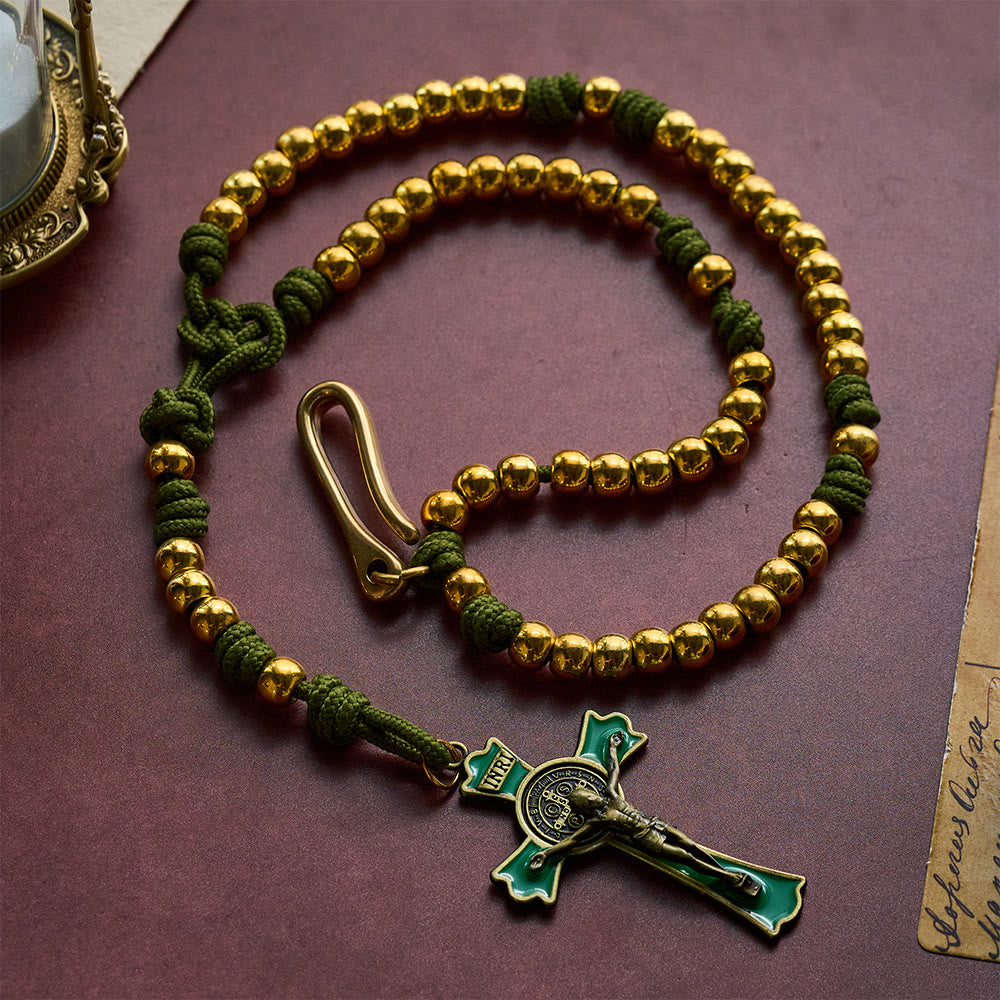 SolaceBeads Paracord Artistic Rosary with Gold Metal Beads &amp; Belt Clip: Rugged Devotion - image 1
