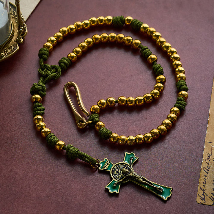SolaceBeads Paracord Artistic Rosary with Gold Metal Beads &amp; Belt Clip: Rugged Devotion - image 1