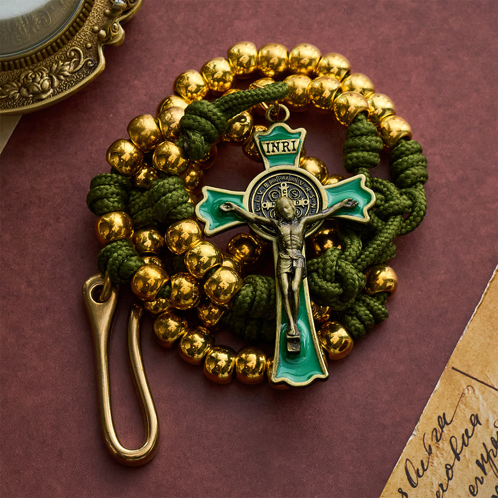 SolaceBeads Paracord Artistic Rosary with Gold Metal Beads &amp; Belt Clip: Rugged Devotion - image 7