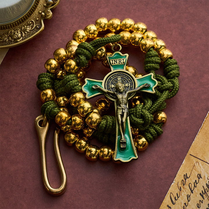 SolaceBeads Paracord Artistic Rosary with Gold Metal Beads &amp; Belt Clip: Rugged Devotion - image 7