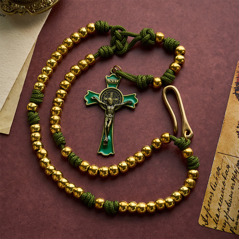SolaceBeads Paracord Artistic Rosary with Gold Metal Beads &amp; Belt Clip: Rugged Devotion - image 2