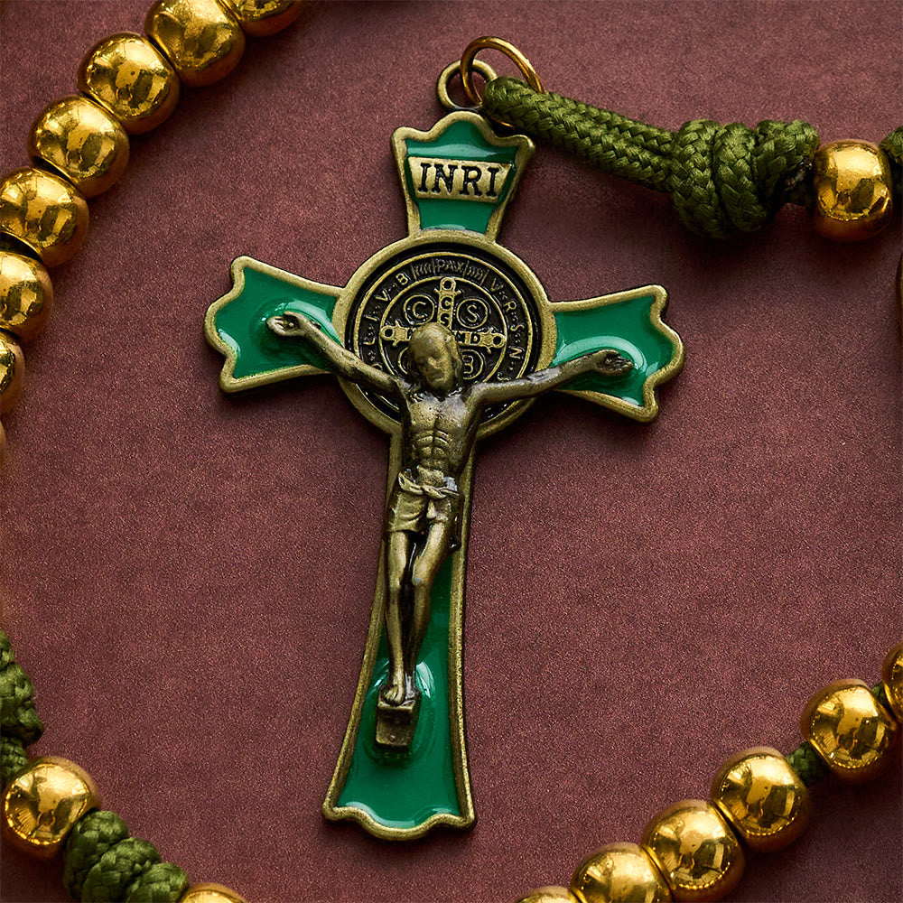 SolaceBeads Paracord Artistic Rosary with Gold Metal Beads &amp; Belt Clip: Rugged Devotion - image 6