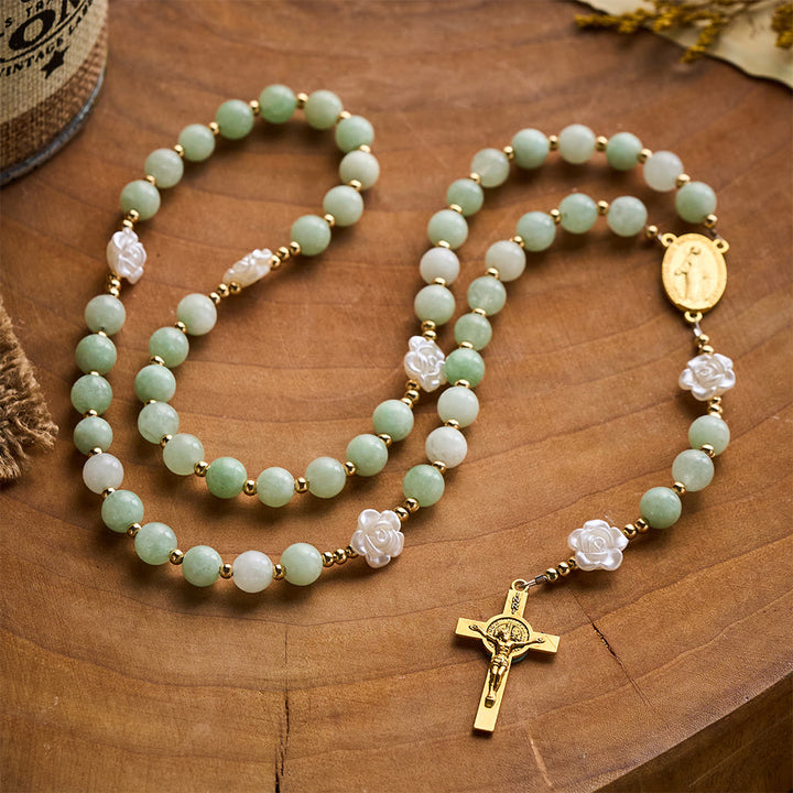 Solacebeads Verdant Grace Green Jade Rosary With Gold Accents &amp; Crucifix: Rooted In Timeless Calm - image 8