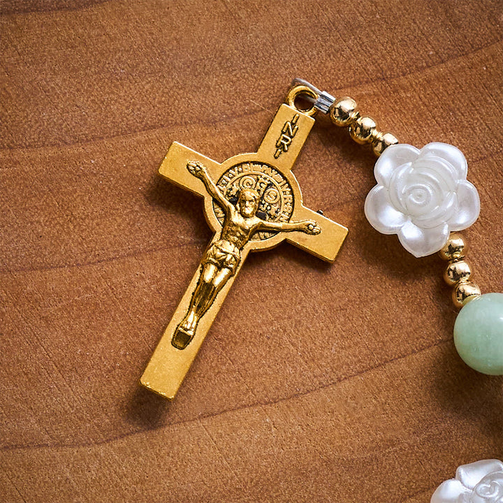 Solacebeads Verdant Grace Green Jade Rosary With Gold Accents &amp; Crucifix: Rooted In Timeless Calm - image 4