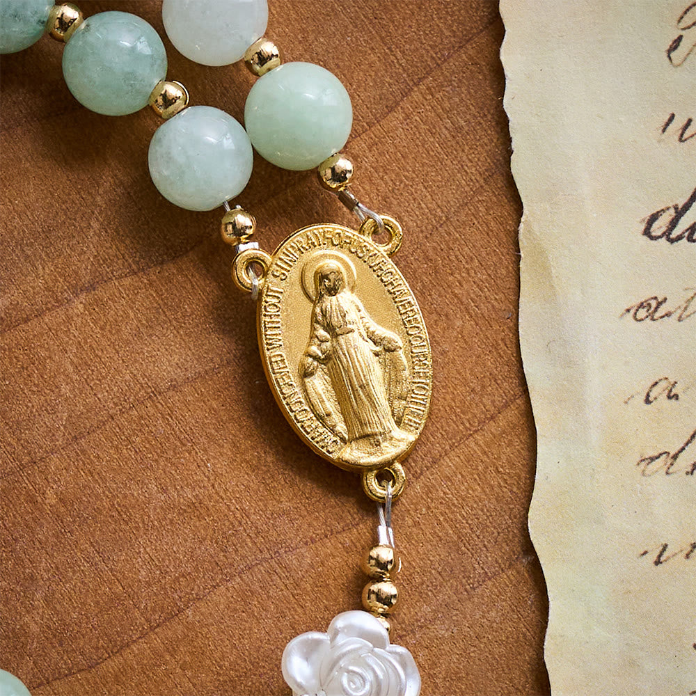 Solacebeads Verdant Grace Green Jade Rosary With Gold Accents &amp; Crucifix: Rooted In Timeless Calm - image 2
