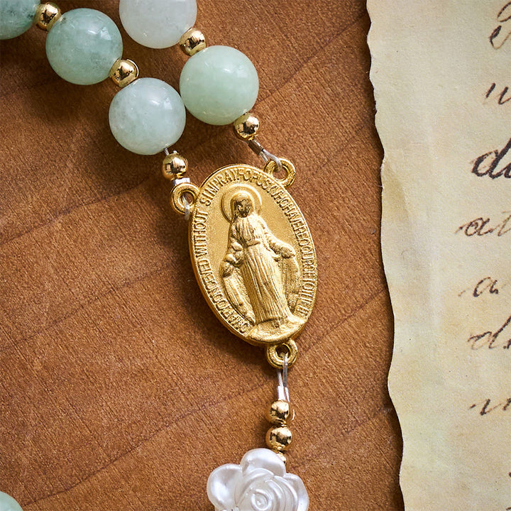 Solacebeads Verdant Grace Green Jade Rosary With Gold Accents &amp; Crucifix: Rooted In Timeless Calm - image 2