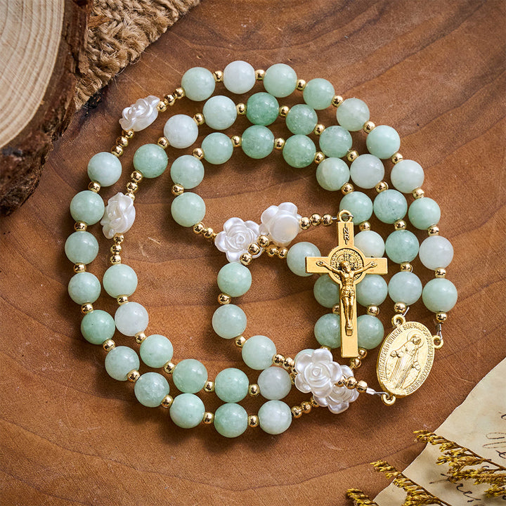 Solacebeads Verdant Grace Green Jade Rosary With Gold Accents &amp; Crucifix: Rooted In Timeless Calm - image 5