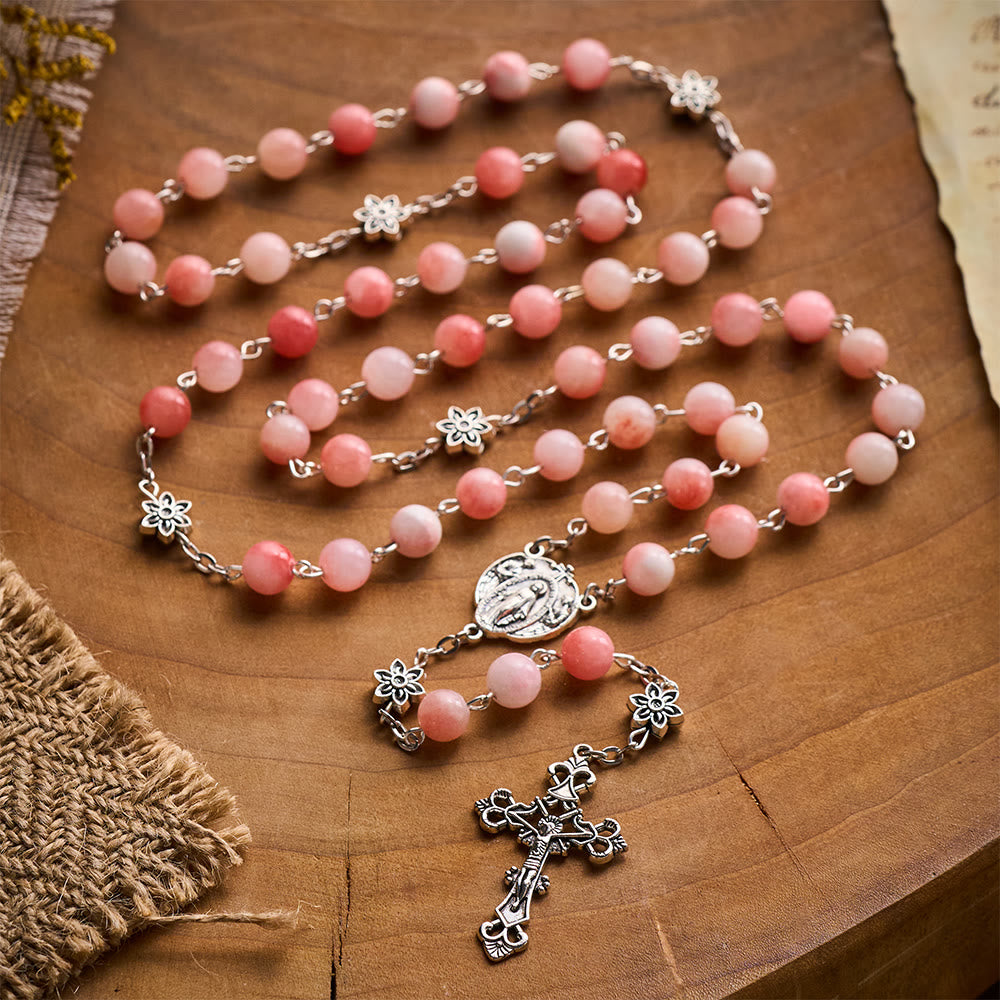 SolaceBeads Blush Grace Pink Persian Jade Rosary With Silver Emblems: Rooted in Gentle Devotion - image 7