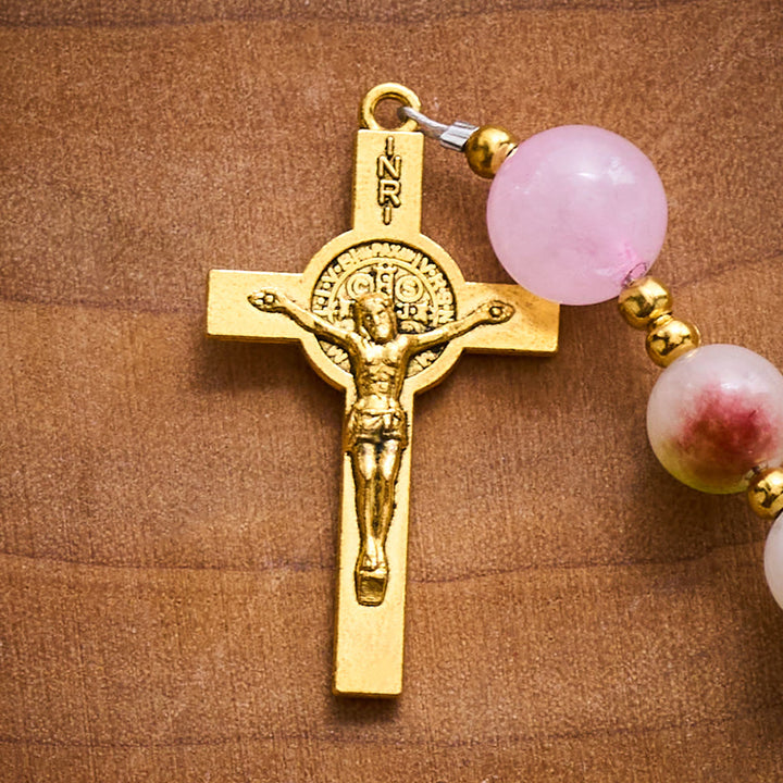 SolaceBeads Watermelon Tourmaline Stone Rosary with Crucifix &amp; Medal: Elegant Spiritual Keepsake - image 7