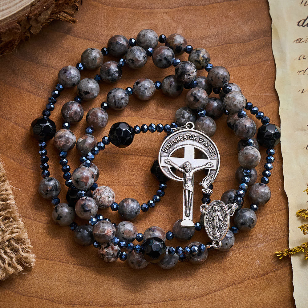 SolaceBeads Midnight Grace Yooperlite Rosary With Spirit Crucifix: Rooted in Sacred Calm - image 5