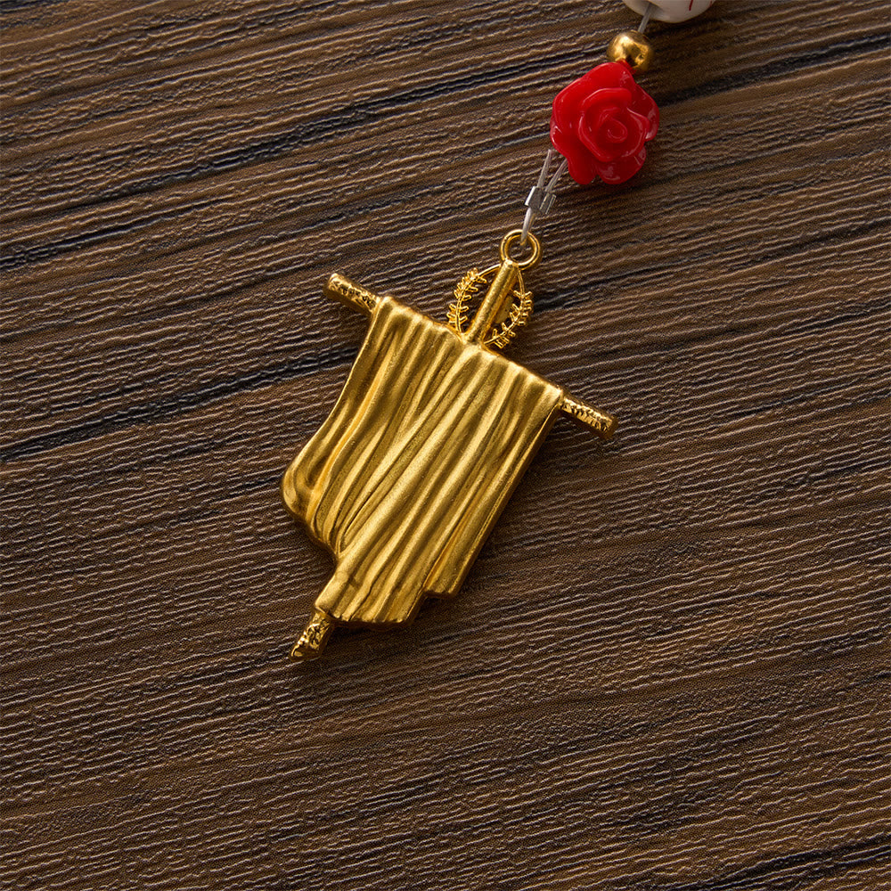 SolaceBeads Floral Ceramic Rosary, Framed Icon &amp; Golden Veil Pendant: Graceful Daily Companion - image 7