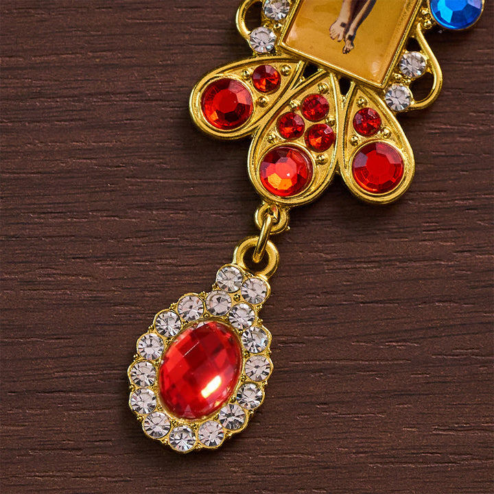 SolaceBeads Ornate Gold Pectoral Cross Necklace , Gem-Encrusted with Enamel Icon - image 5