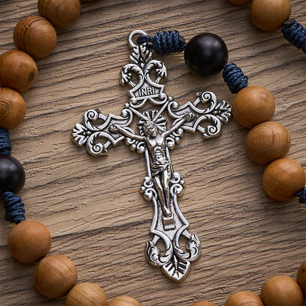 SolaceBeads Handmade Peachwood Wood Rosary, Braided Cord &amp; Silver Cross: Timeless Spiritual Companion - image 7