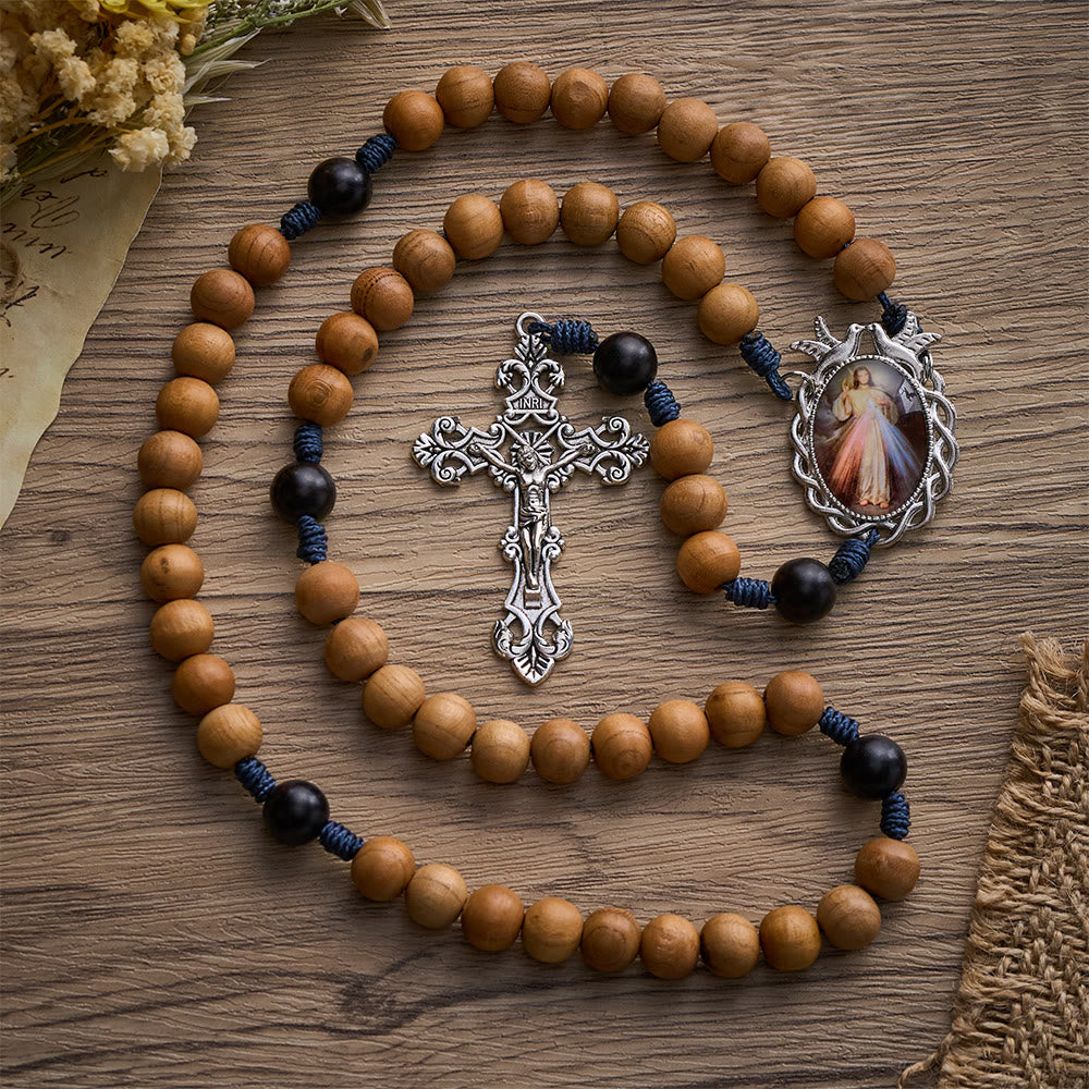 SolaceBeads Handmade Peachwood Wood Rosary, Braided Cord &amp; Silver Cross: Timeless Spiritual Companion - image 4