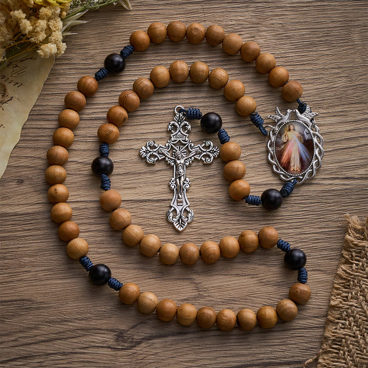 SolaceBeads Handmade Peachwood Wood Rosary, Braided Cord &amp; Silver Cross: Timeless Spiritual Companion - image 4