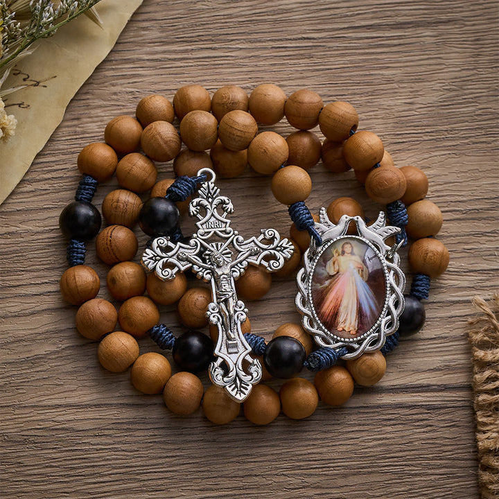 SolaceBeads Handmade Peachwood Wood Rosary, Braided Cord &amp; Silver Cross: Timeless Spiritual Companion - image 8