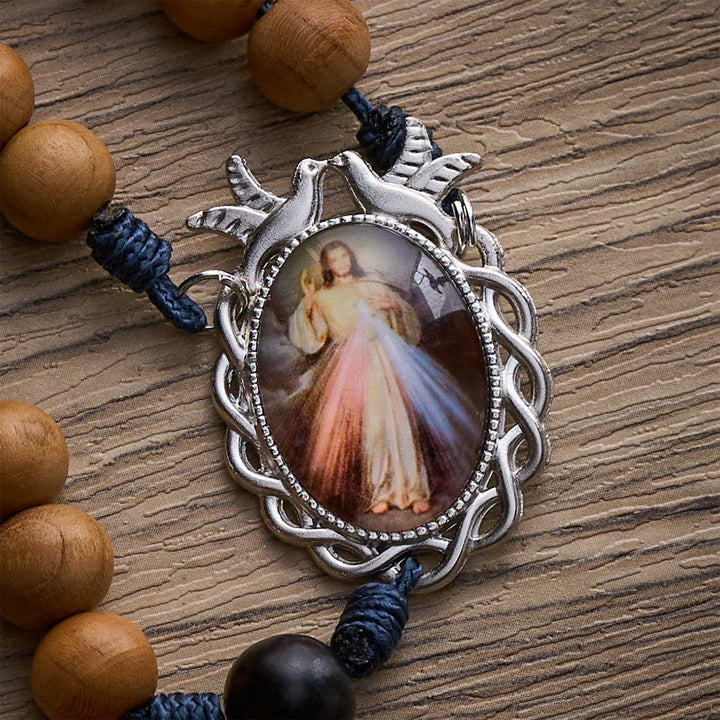SolaceBeads Handmade Peachwood Wood Rosary, Braided Cord &amp; Silver Cross: Timeless Spiritual Companion - image 6