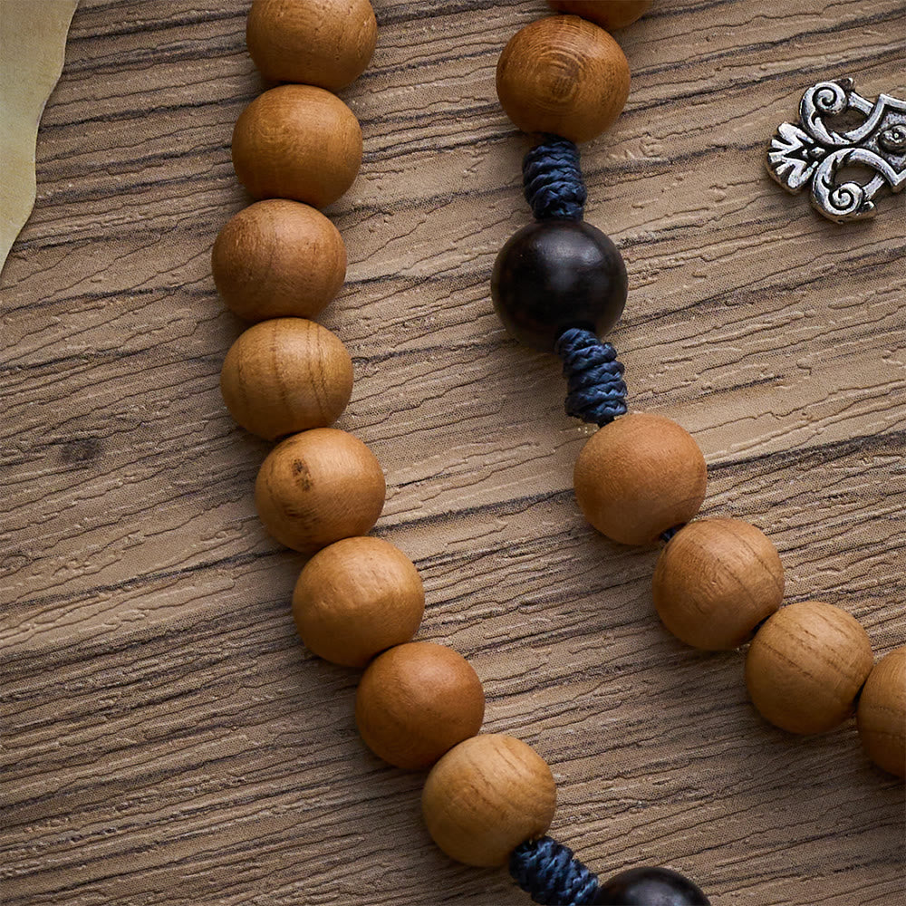 SolaceBeads Handmade Peachwood Wood Rosary, Braided Cord &amp; Silver Cross: Timeless Spiritual Companion - image 5