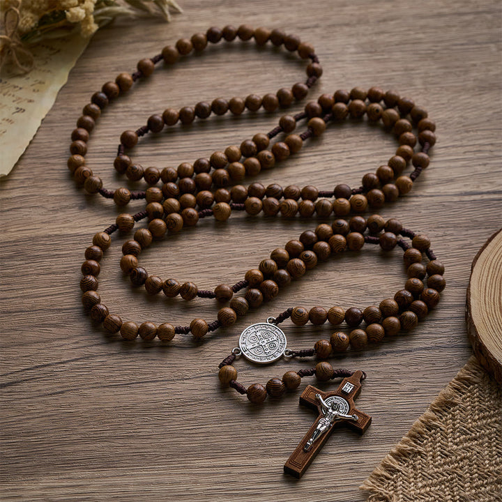 Solacebeads 15/20 Decade Wenge Wood Rosary With St. Benedict Medal &amp; Crucifix: Rooted In Tradition - image 4