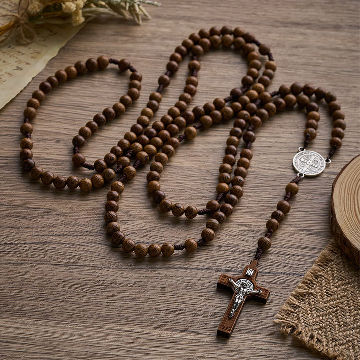 Solacebeads 15/20 Decade Wenge Wood Rosary With St. Benedict Medal &amp; Crucifix: Rooted In Tradition - image 6