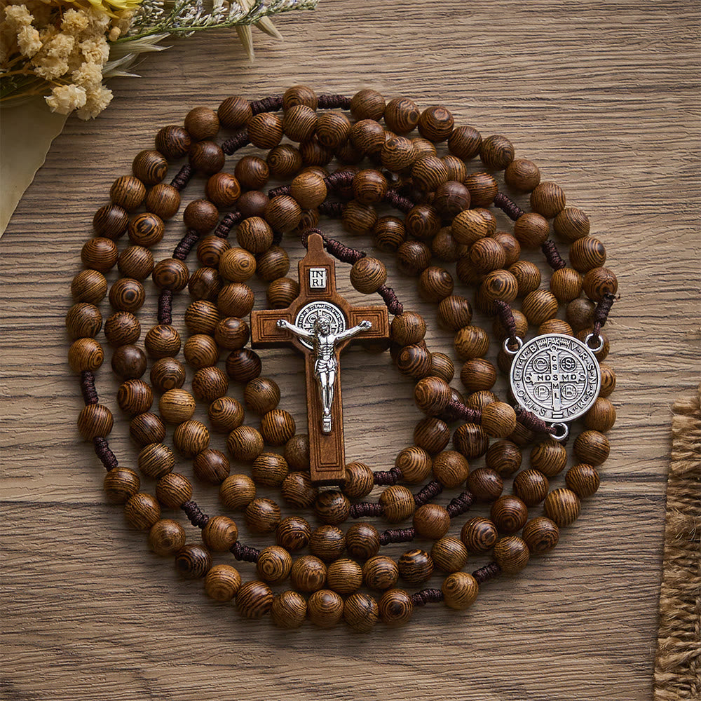 Solacebeads 15/20 Decade Wenge Wood Rosary With St. Benedict Medal &amp; Crucifix: Rooted In Tradition - image 10