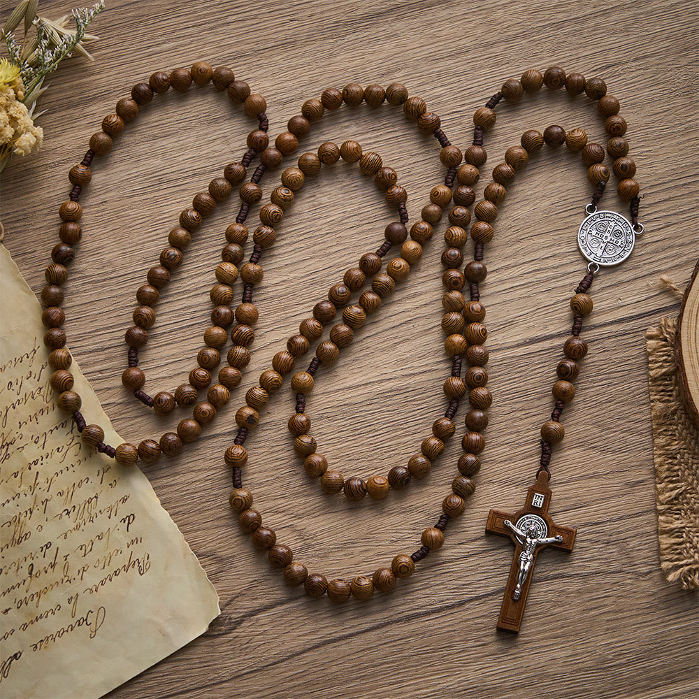 Solacebeads 15/20 Decade Wenge Wood Rosary With St. Benedict Medal &amp; Crucifix: Rooted In Tradition - image 7