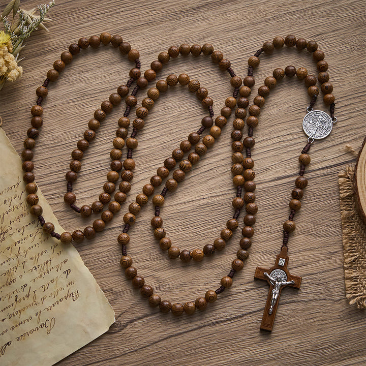 Solacebeads 15/20 Decade Wenge Wood Rosary With St. Benedict Medal &amp; Crucifix: Rooted In Tradition - image 7