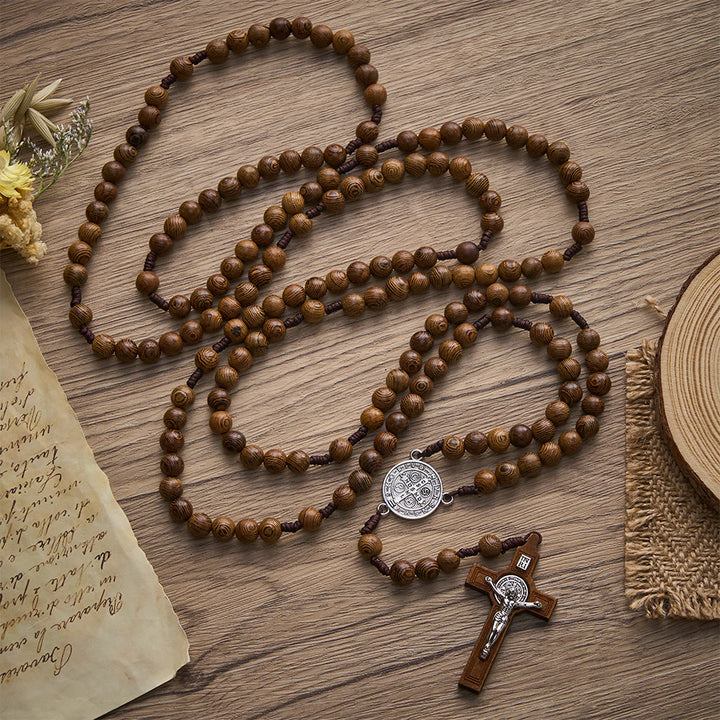 Solacebeads 15/20 Decade Wenge Wood Rosary With St. Benedict Medal &amp; Crucifix: Rooted In Tradition - image 5