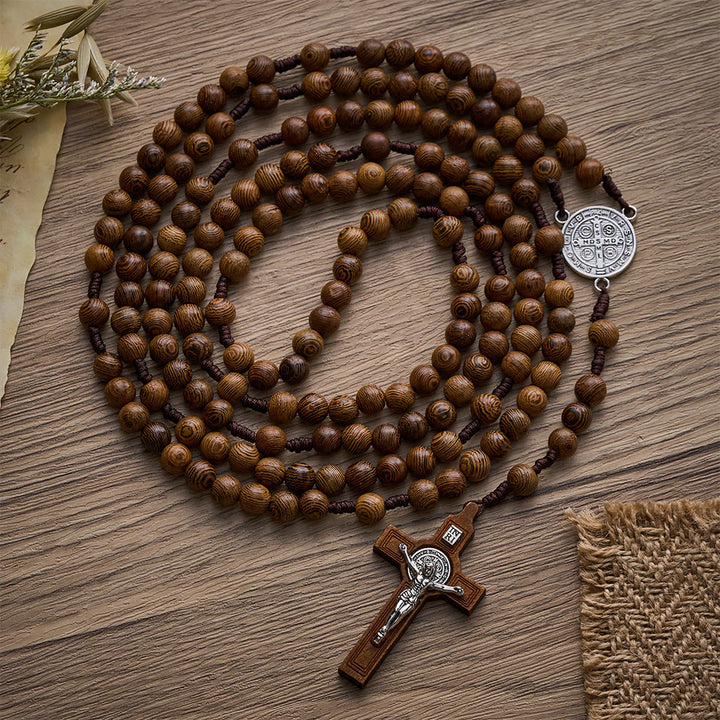 Solacebeads 15/20 Decade Wenge Wood Rosary With St. Benedict Medal &amp; Crucifix: Rooted In Tradition - 20 Decade - image 0