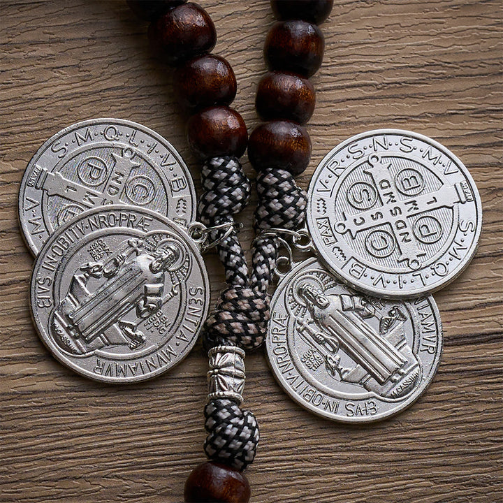 Solacebeads 15/20 decade Pine Wood Rosary With St. Benedict Set: Rooted In Sacred Heritage - image 5