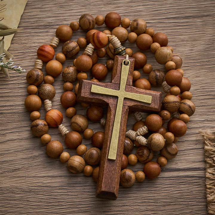 SolaceBeads Mixed Wood Rosary, Multi-Grain Wood Beads &amp; Inlaid Cross: Meaningful Personal Accessory - image 7