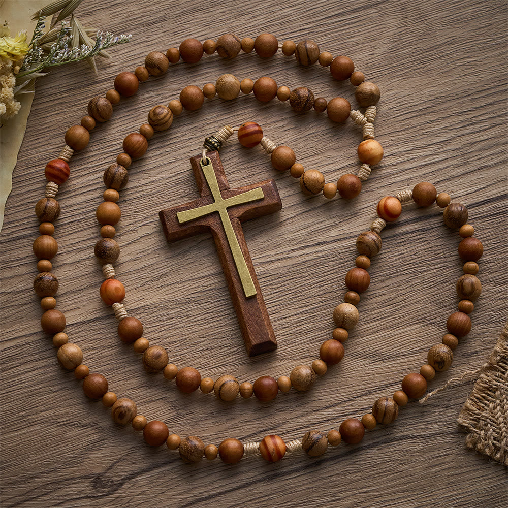 SolaceBeads Mixed Wood Rosary, Multi-Grain Wood Beads &amp; Inlaid Cross: Meaningful Personal Accessory - image 4