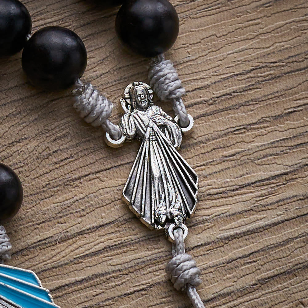 SolaceBeads Hand-Knotted Wood Rosary, Black Sandalwood Beads with Multi-Pendant Design: Rustic Keepsake - image 6