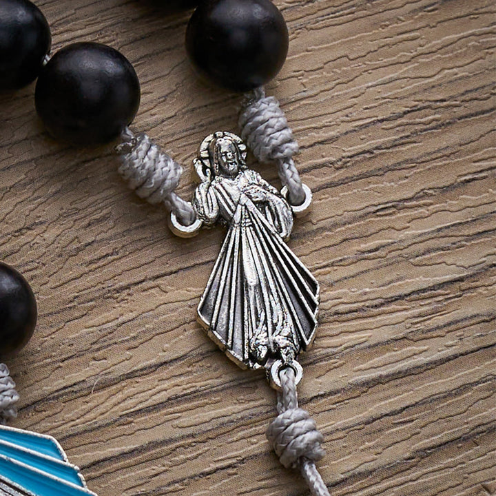 SolaceBeads Hand-Knotted Wood Rosary, Black Sandalwood Beads with Multi-Pendant Design: Rustic Keepsake - image 6