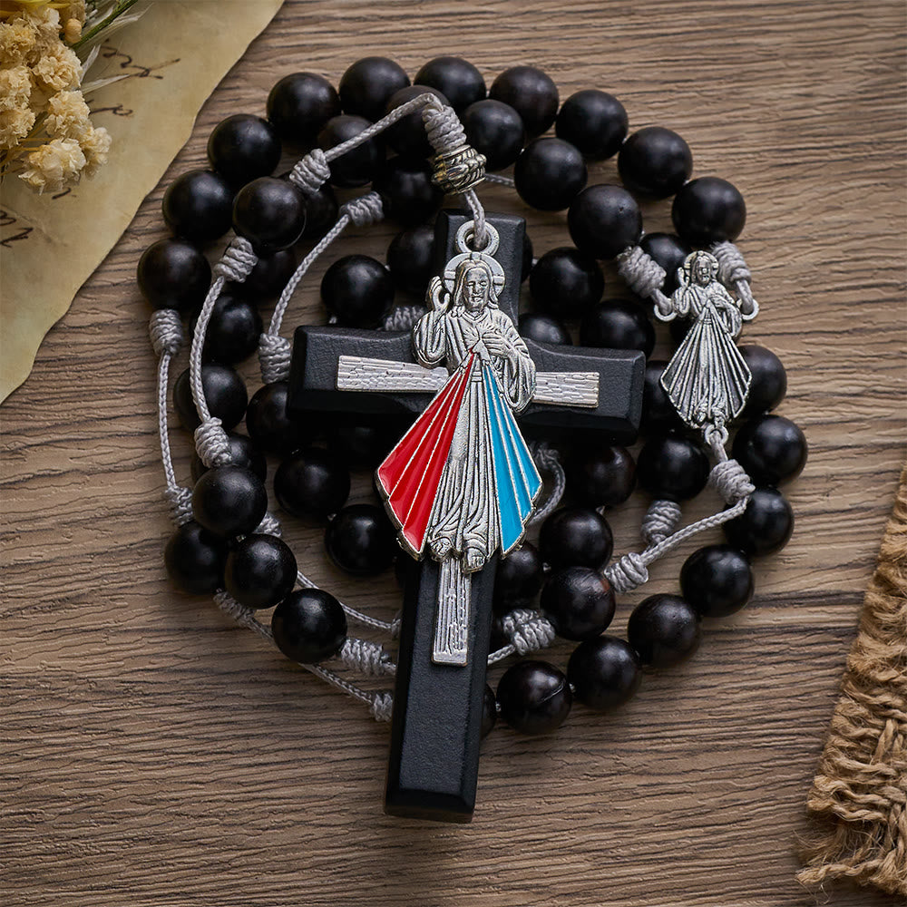 SolaceBeads Hand-Knotted Wood Rosary, Black Sandalwood Beads with Multi-Pendant Design: Rustic Keepsake - image 9