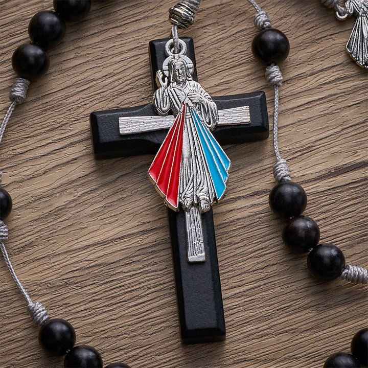 SolaceBeads Hand-Knotted Wood Rosary, Black Sandalwood Beads with Multi-Pendant Design: Rustic Keepsake - image 7