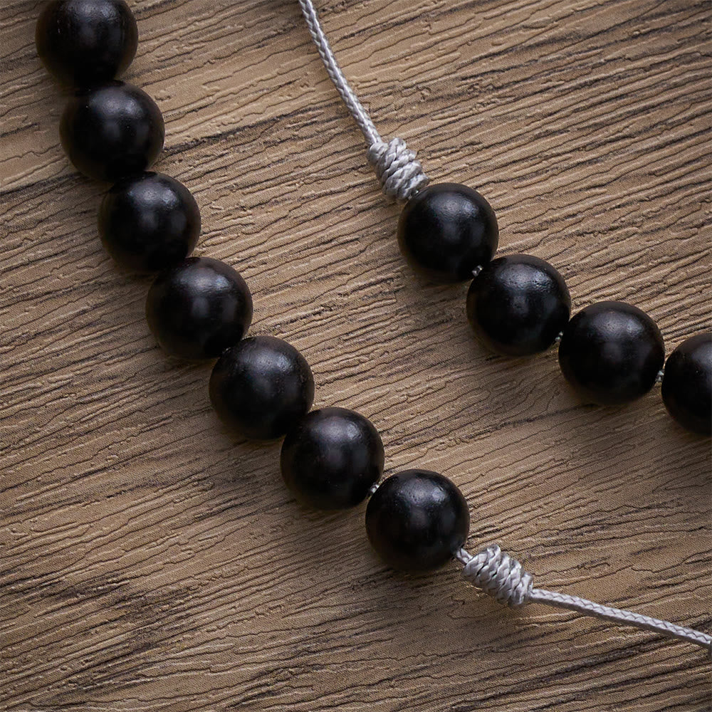 SolaceBeads Hand-Knotted Wood Rosary, Black Sandalwood Beads with Multi-Pendant Design: Rustic Keepsake - image 5
