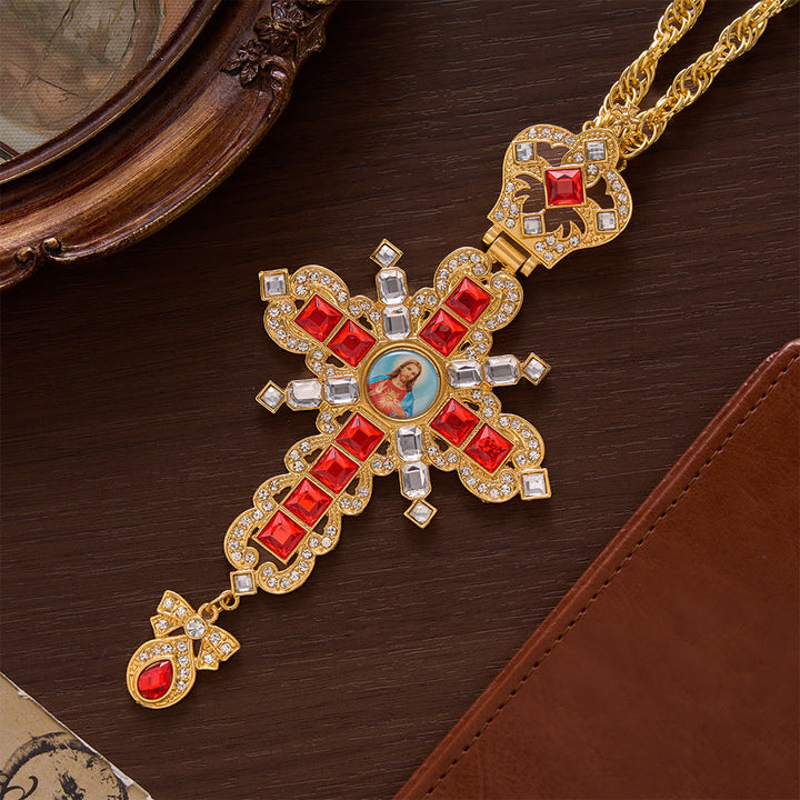 SolaceBeads Grand Sacred Heart Pectoral Cross: Rooted in Solemn Faith - Gold - image 0
