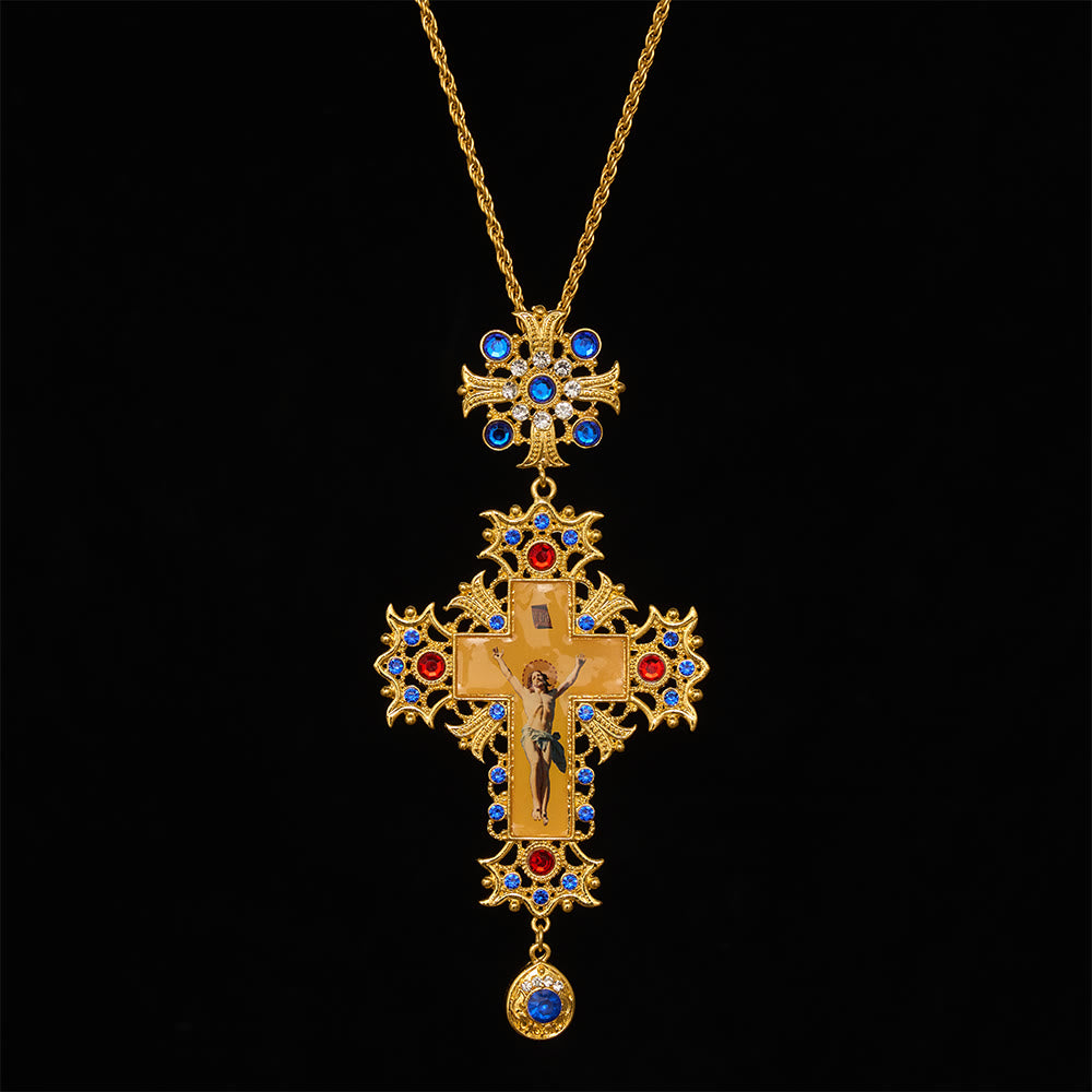 SolaceBeads Devotional Large Jesus Pectoral Cross: Rooted in Timeless Holiness With Jeweled Pendant - image 1